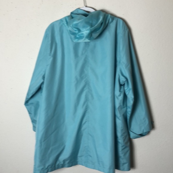 The TOG Shop turquoise Rain Coat Wind Breaker Jacket Hooded armpit to armpit 26” - Picture 7 of 7